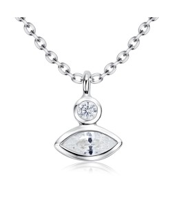 Gorgeous eye Shaped CZ Crystal Silver Necklace SPE-5253